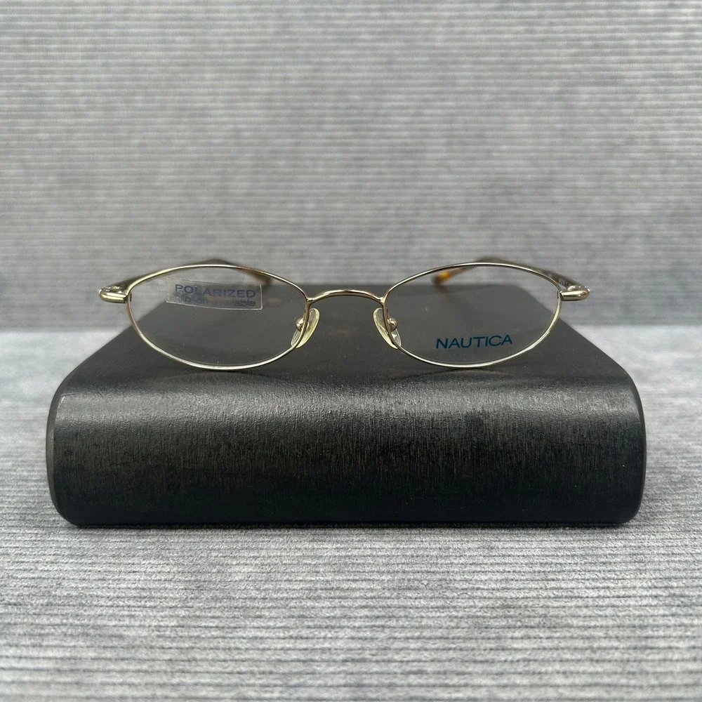 Nautica N7095 020 Gold Oval Y2k Eyeglass Frames 46-19-135 Metal Glasses